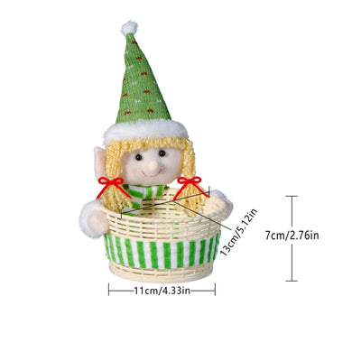Christmas Delicate Lovely Candy Basket Family Festival Ambiance Ornaments For Snack Storage Holiday Party Decoration Supplies