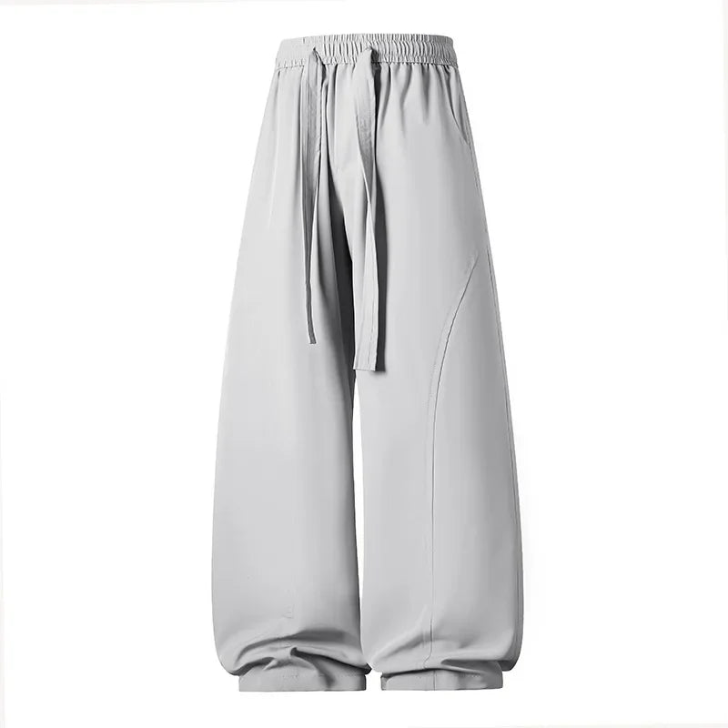 Men's Wide Pants Oversize Sports Streetwear Solid Color Sweatpants Summer Male Breathable Loose Trousers Streetwear Jogger Pants