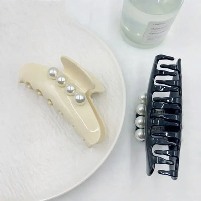 Hair Jewelry Ornament French Design Hair Claw Clip Elegant Long Pearl Women Acetate Hair Clips Fashion Korean Style
