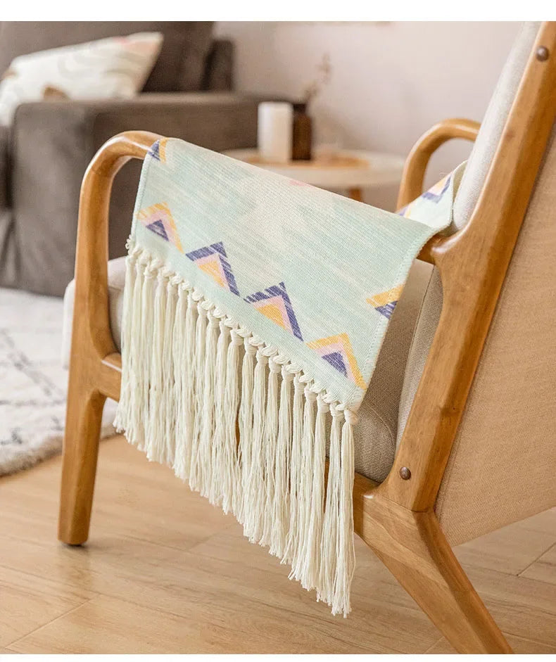 Home decoration Bohemian Tapestry Wall decor aesthetic room Tassel Macrame Hanging Art geometric Woven Cotton Handmade Linen for