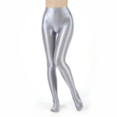 Womens Metallic Shiny Tights Pants High Waist Stretchy Stockings Pantyhose Ballet Yoga Pilates Fitness Sports Workout Leggings