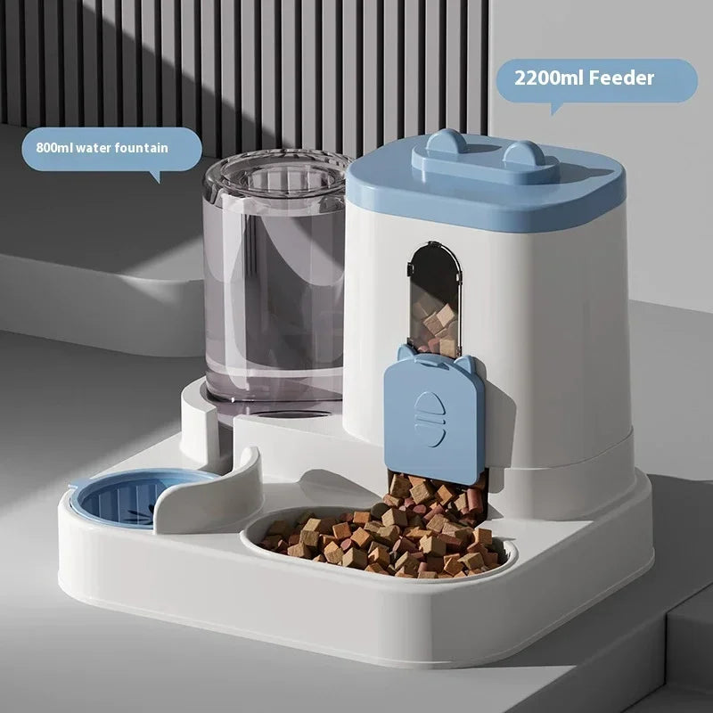 Dog Auto Feeder and Water Dispenser Gravity Food Feeder and Waterer Set with Pet Food Bowl Universal Pet Products