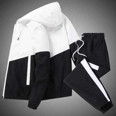2025 Men Tracksuit Casual Joggers Hooded Sportswear Jackets And Pants 2 Piece Sets Hip Hop Running Sports Suit - Elanique