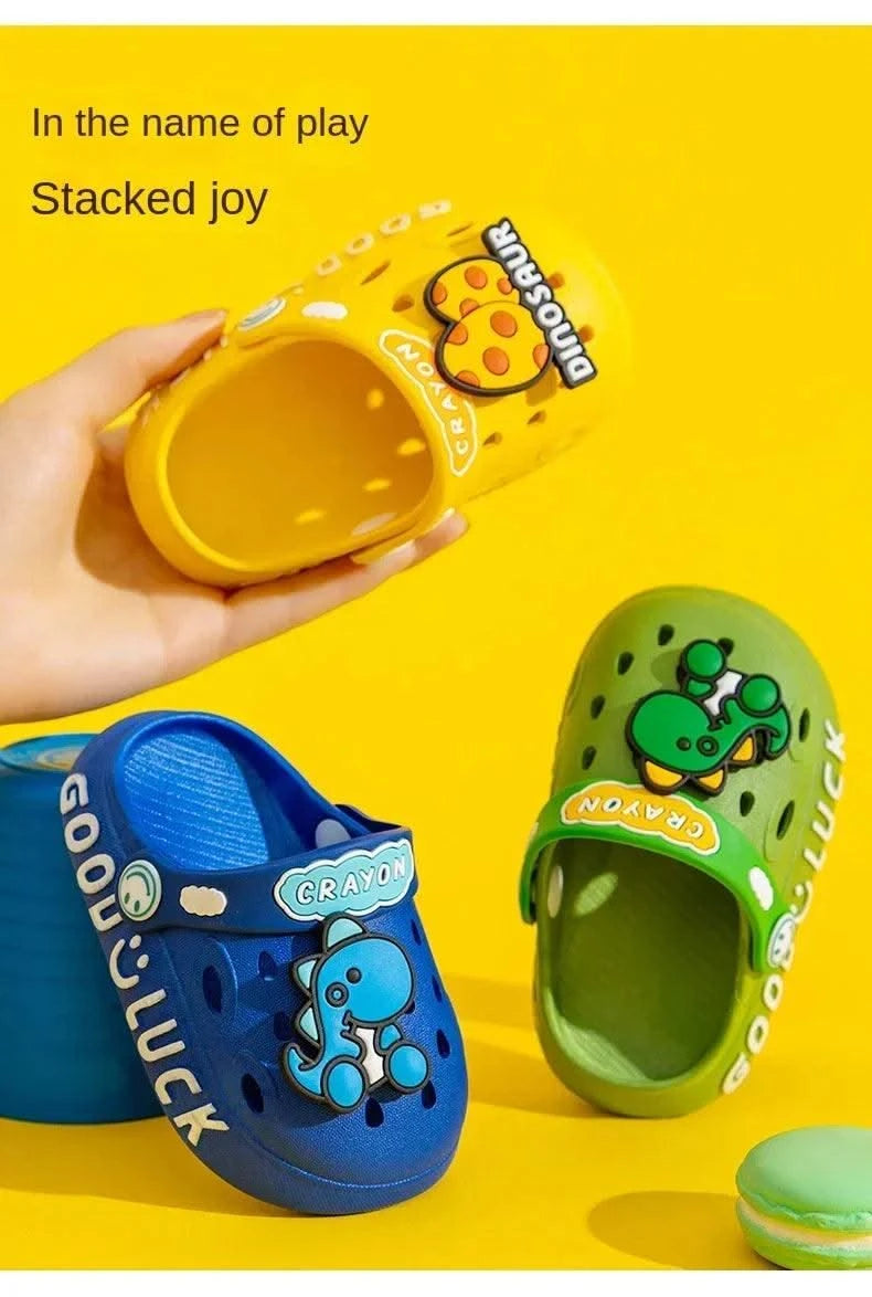 Child Kawaii Blue Cartoon Clogs Shoes Summer Kids Lovely Dinosaur Outdoor Cute Boys Sandal Light Breathable Casual Garden Shoes