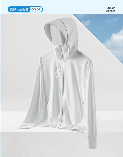 Summer Men's UPF 50+ UV Protection Lightweight Hoodie Long Sleeve SPF Jacket