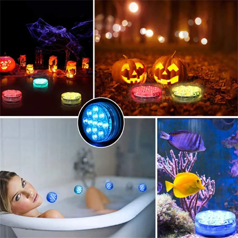 13 LEDs Magnetic Submersible LED Light Waterproof Underwater Light USB Rechargeable Swimming Pool Night Lamp With Suction Cups