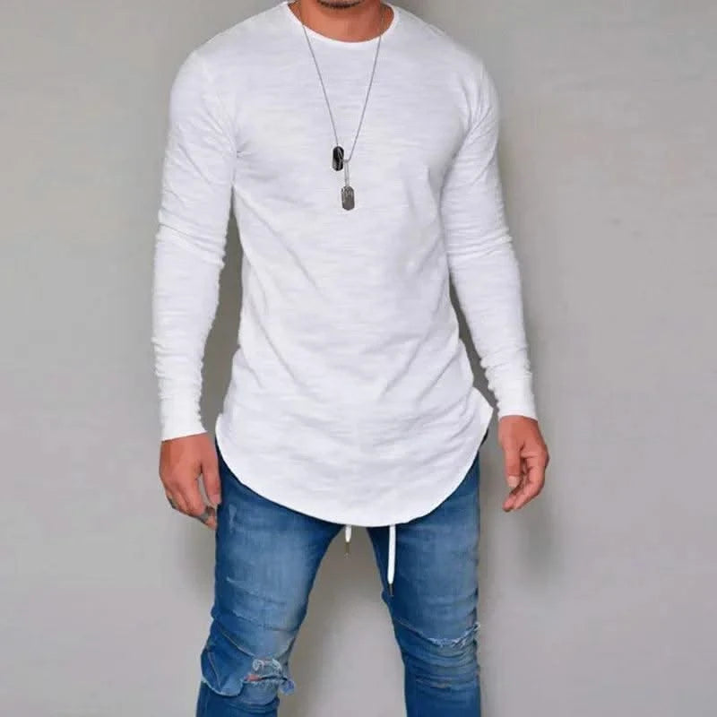 Men's T-Shirts Lycra S-3Xl Long Sleeved Men T Shirt Pure Color Casual Mens Long Sleeve Man T-Shirt for Male