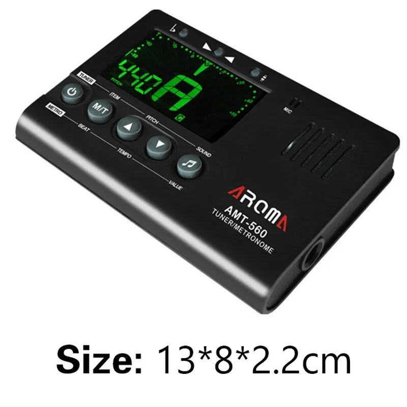Electric Guitar Tuner And Metronome With Built-in Microphone, With A 6.3mm Pickup Cable, Used For Guitar Chromatic Bass Violin