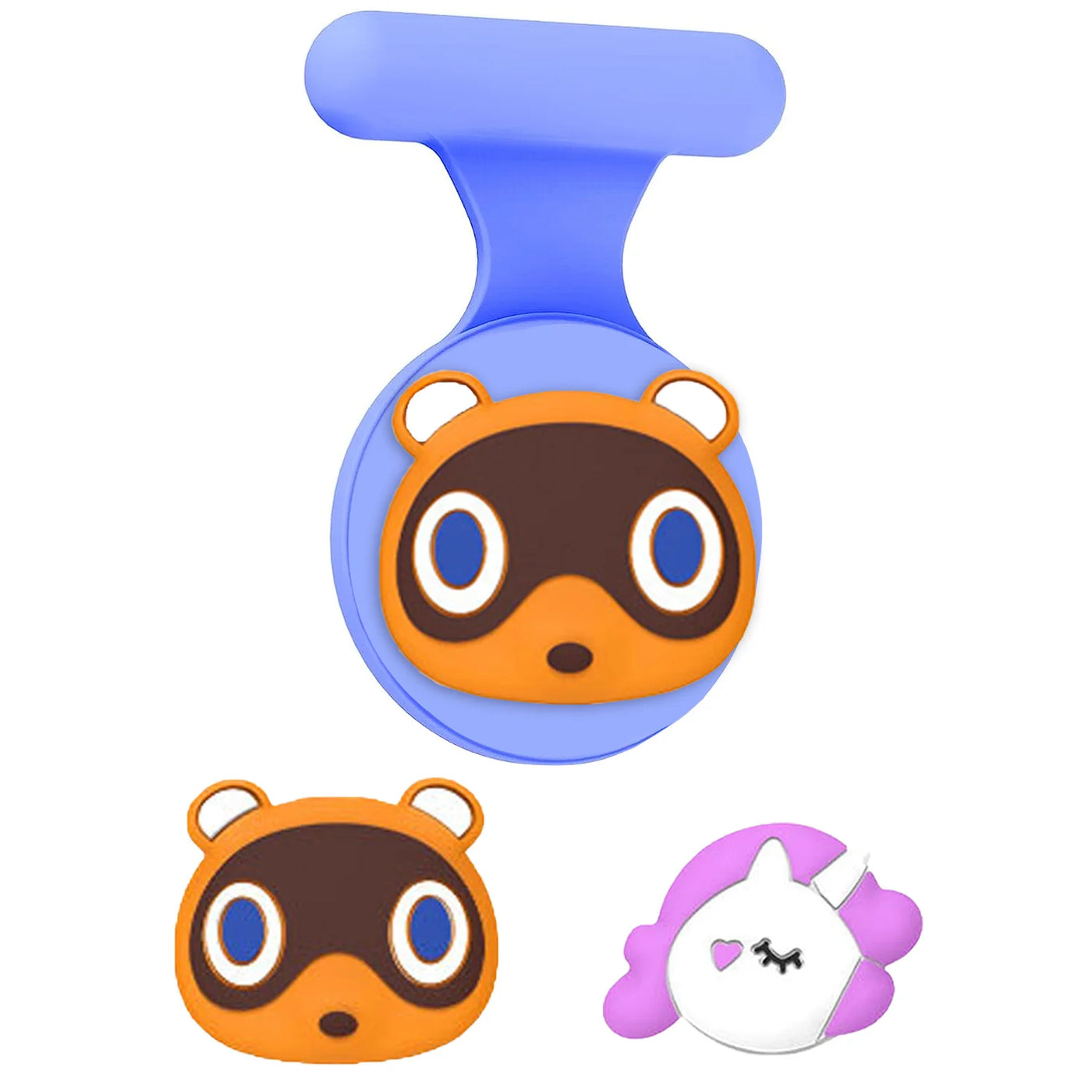 Blue orange bear silicone pacifier holder with hidden AirTag for kids