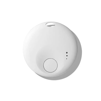 White AirTag tracker with button, LEDs for iOS/Android key locator