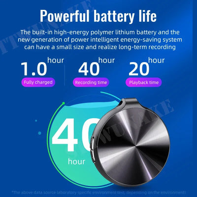 Voice Recorder Activated Recording Micro Dictaphone Digital Audio Smart Recorder MP3 Player Noise Reduction