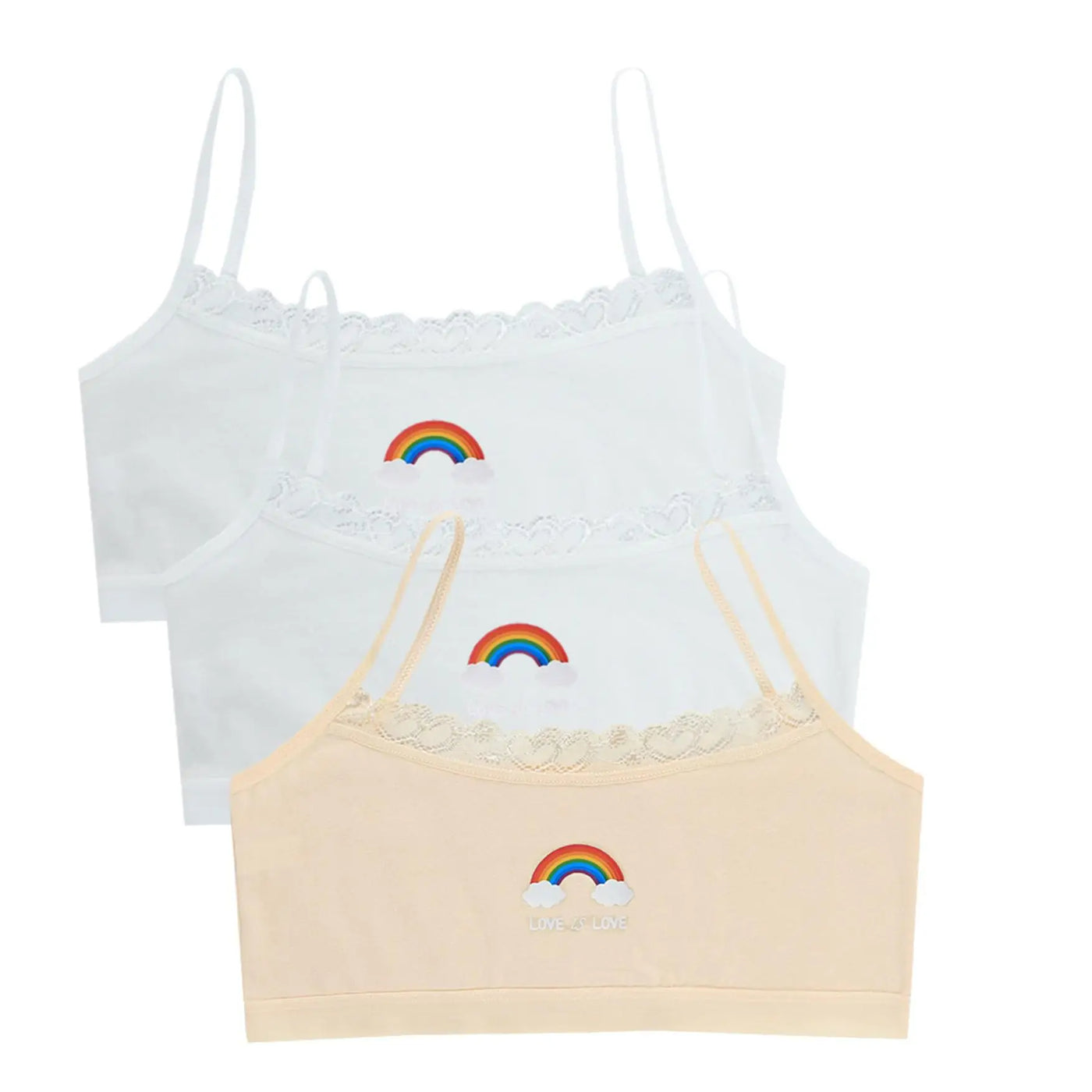 3PCS Teenage Girls Small Training Bras Cute Kids Rainbow Printed Sports Vest Bra Students Children Brassiere Underwear Tube Tops