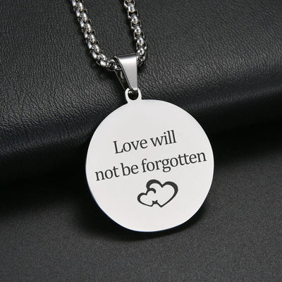 Sifisrri Engrave Picture Necklace Personalized Stainless Steel Jewelry For Women Men Customized Round Pendant Family Text Gift