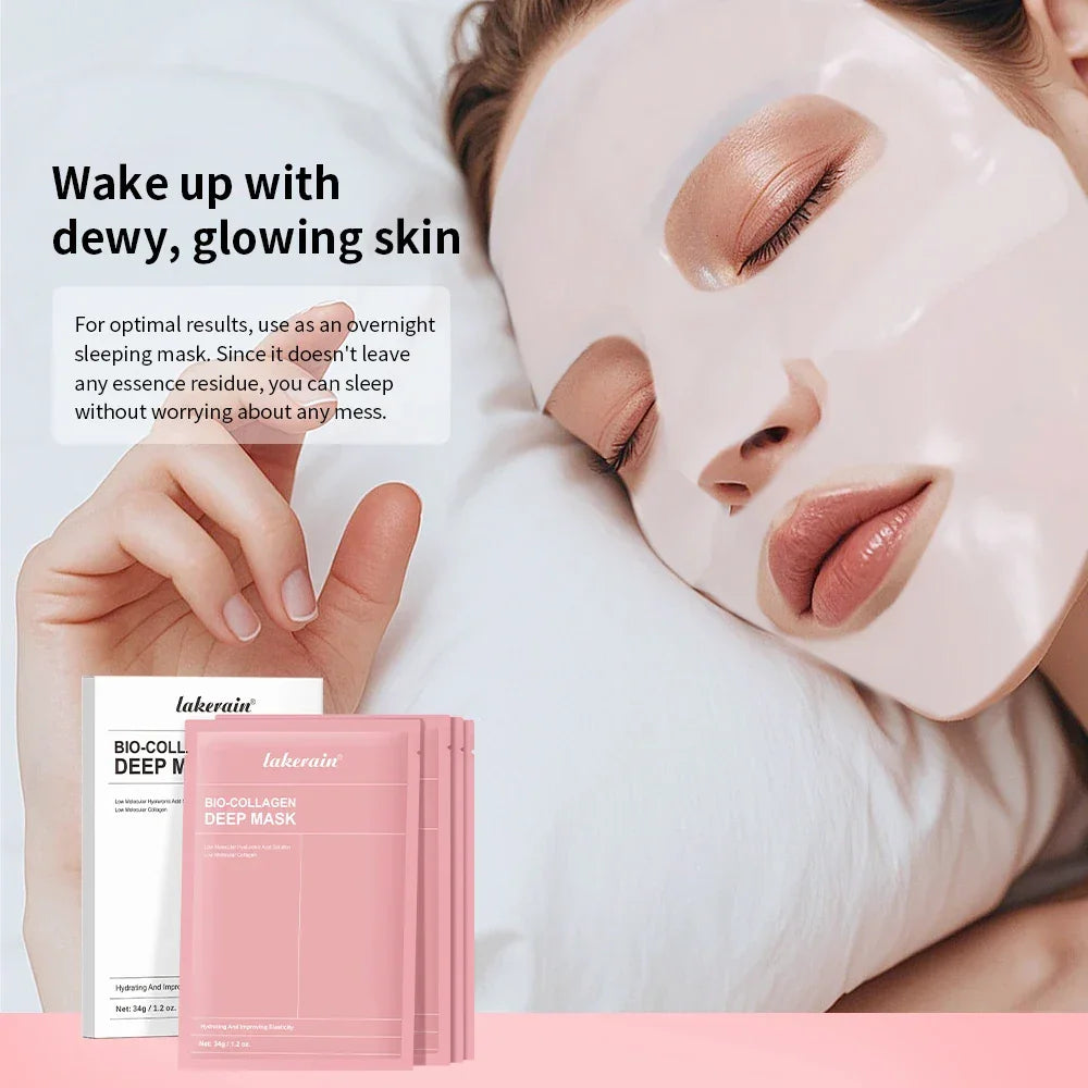 4Pcs Bio-Collagen Deep Face Mask Shrink Pores Deep Hydrating Overnight Mask Moisturizing Refreshing Brightening Face Skin Care