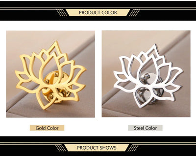 Dawapara Mandala Lotus Flower Brooch Lapel Pin Buddhism Spiritual Jewelry Fashion Stainless Steel Accessories
