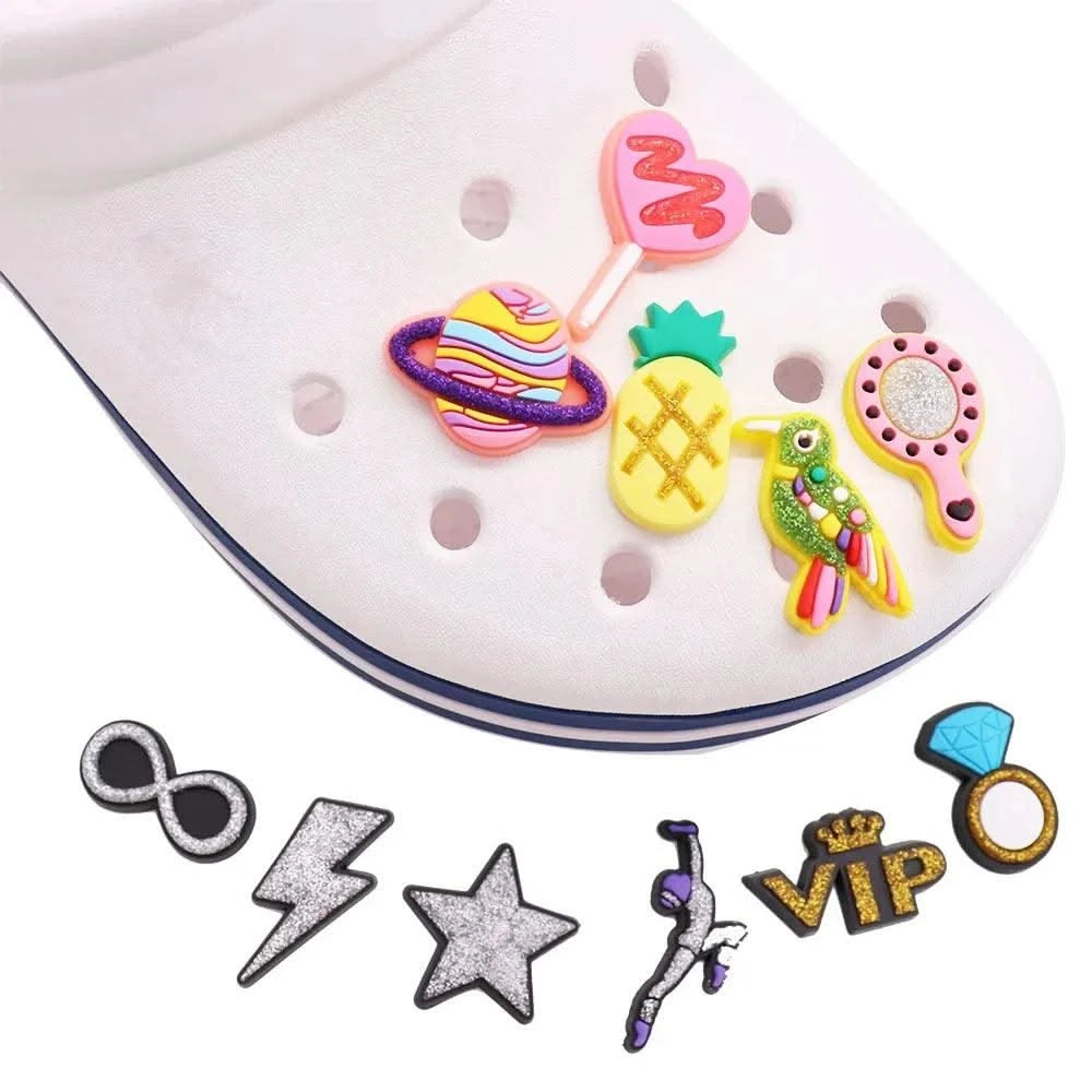 1PCS Lightning Alien Rings Stars Shiny PVC Shoe Charms Accessories Sandal Buckle Ornament DIY Wristbands Kid Gift