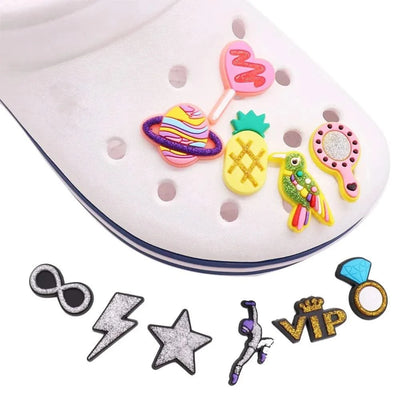 1PCS Lightning Alien Rings Stars Shiny PVC Shoe Charms Accessories Sandal Buckle Ornament DIY Wristbands Kid Gift