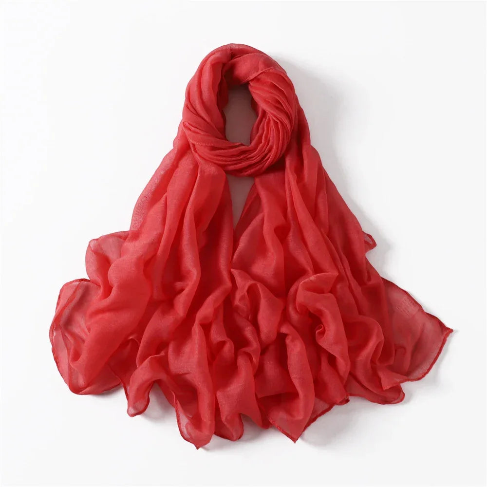 New Cotton Linen Scarf For Women Girls Students Autumn Classic Solid Color Scarves Retro Soft Foulard Viscose Female Wrap Shawls