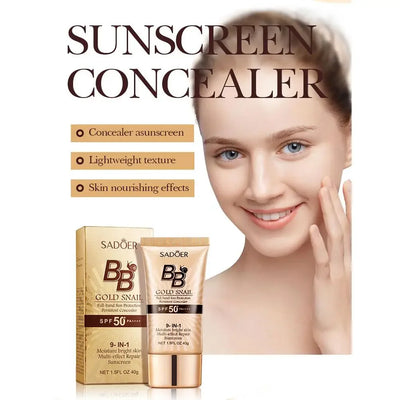 40g Gold Snail Sunscreen BB Cream Protector Facial Sun Block SPF50 BB Cream Isolation Lotion Concealer Facial Moisturizer