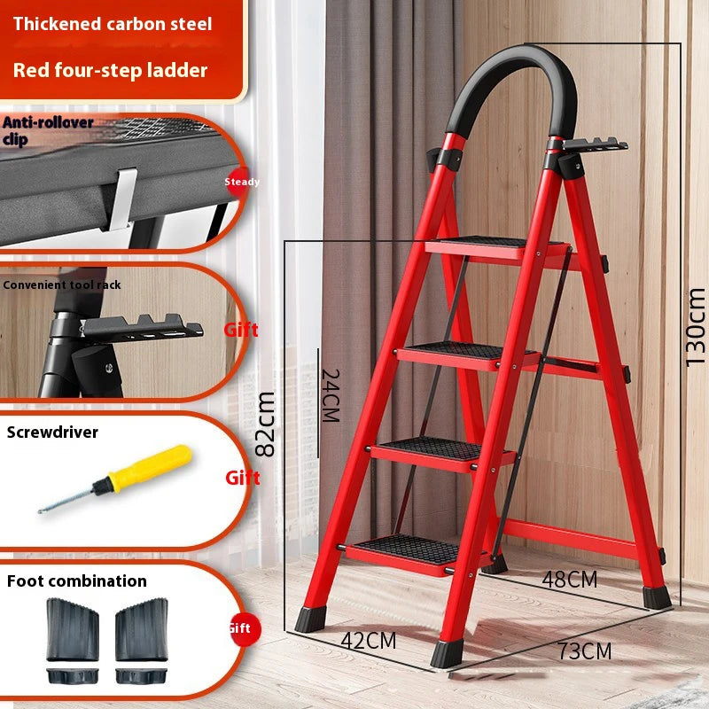 Adjustable Zigzag Folding Ladder 3 4 5 6 Step Thickened Carbon Steel Engineering Ladder Stable Climbing Tool for Home And Garden