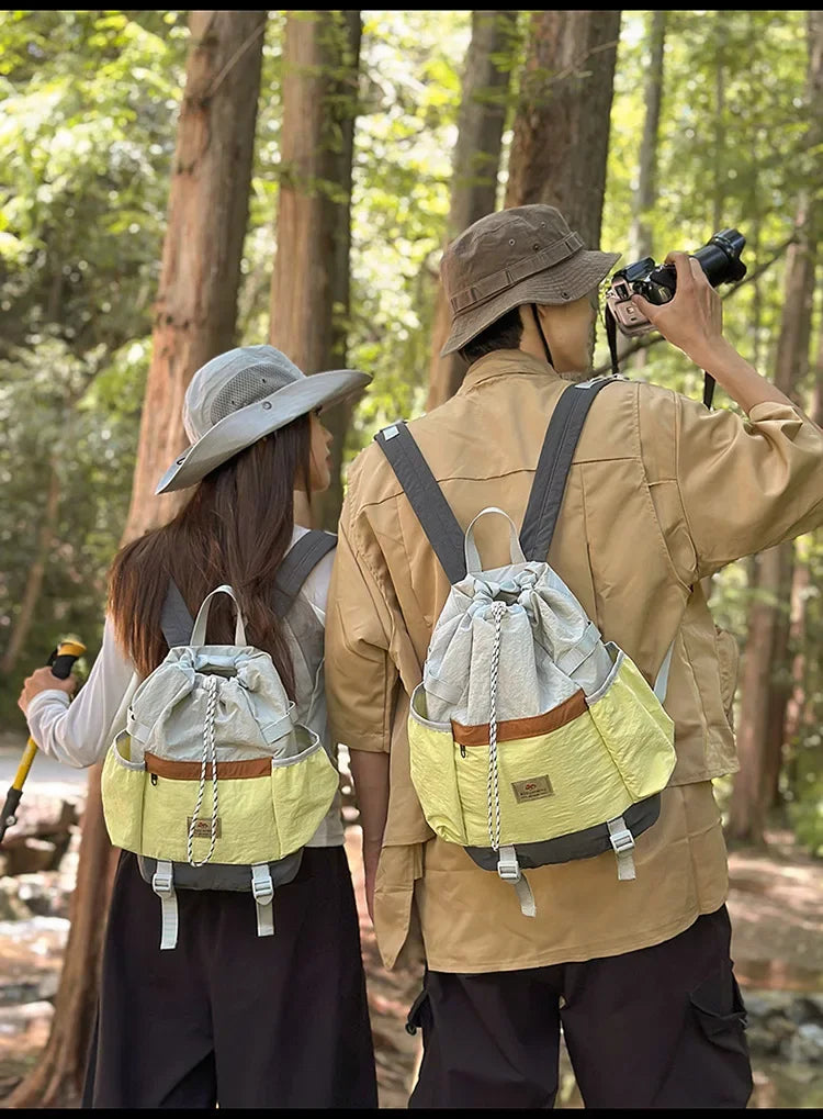 2025 Mountain Style Backpack Couple, Retro Color Block Hiking Bag, Lightweight Large Capacity Daypack for Outdoor