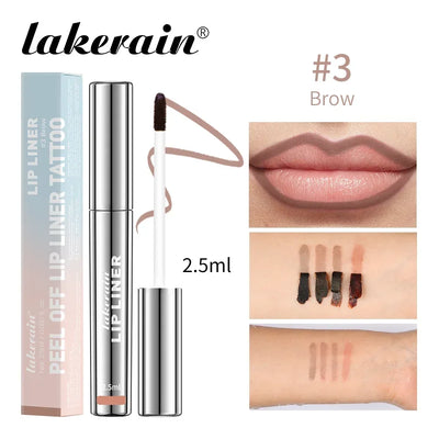Lip Liner Peel Off Tattoo Lipgloss 4Colors Waterproof Long Lasting Matte Lip Tint Brown Contour Tear-off Lips Stain Cosmetic