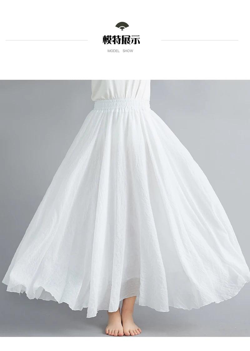 Fashion cotton linen clothes women skirts maxi y2k elegant beach saia ropa mujer casual vestido boho long skirt faldas