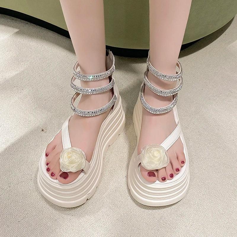 2025 designers women summer sandals open toe 8cm platform wedge sneakers casual shoes beach sandálias das mulheres