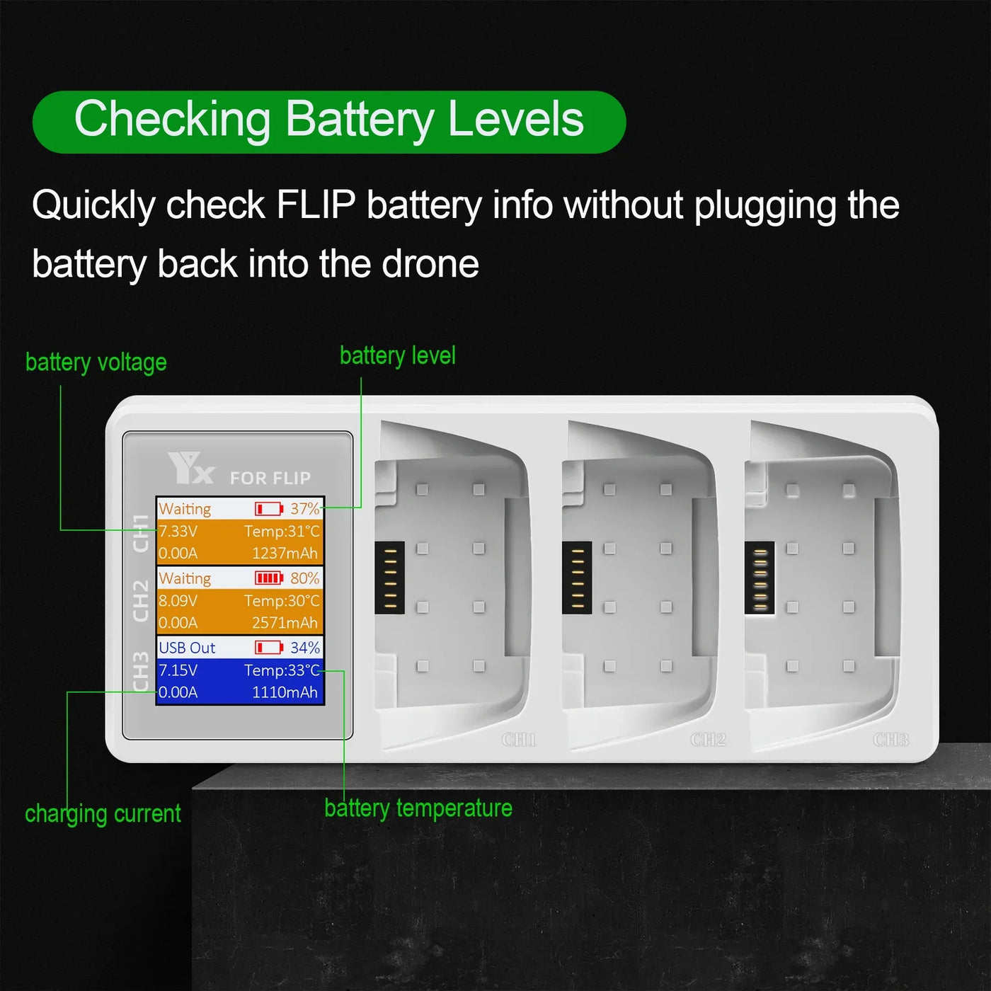 3 IN 1 Battery Charger For DJI Flip Drone Parallel Charging Hub Charging Board With Display Monitor Parts