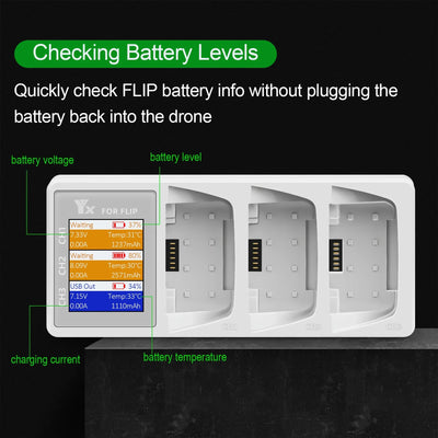 3 IN 1 Battery Charger For DJI Flip Drone Parallel Charging Hub Charging Board With Display Monitor Parts