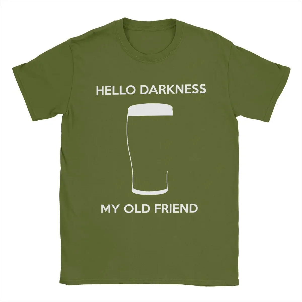 Men T-Shirts Hello Darkness My Old Friend Draught Beer Creative Cotton Tee Shirt Short Sleeve T Shirt Crew Neck Tops Gift Idea