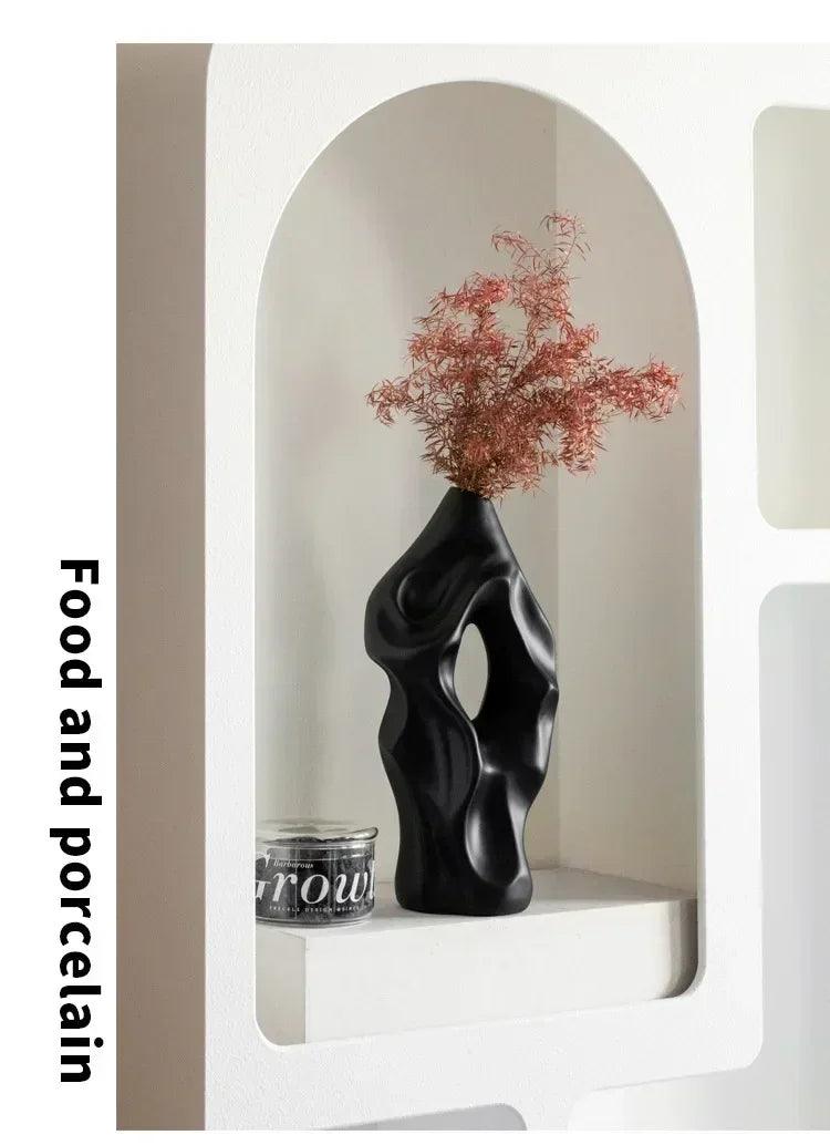 Irregular home living room desktop atmosphere decoration modern and minimalist ceramic vase flower arrangement