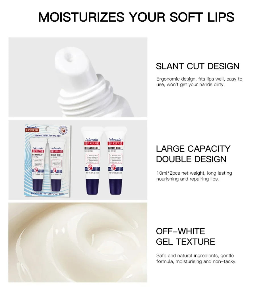 2pcs/Lot Moisturizing Lip Repair Gel Instant Relief For Dry Lips Liquid Lip Balm Paraben Free Lip Care Product Reduce Lips Line