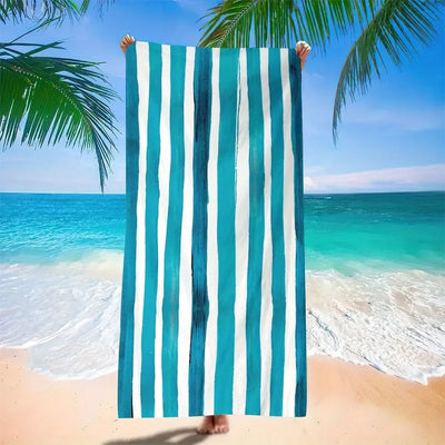 Beach Vibes: Stunning Blue and White Striped Beach Towel for Ultimate Comfort! Suitable for towels, bath towels, beach towels