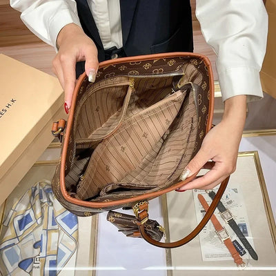 Brand handbag for women 2025 new spring/summer high-end texture retro designer single shoulder crossbody bag with large capacity