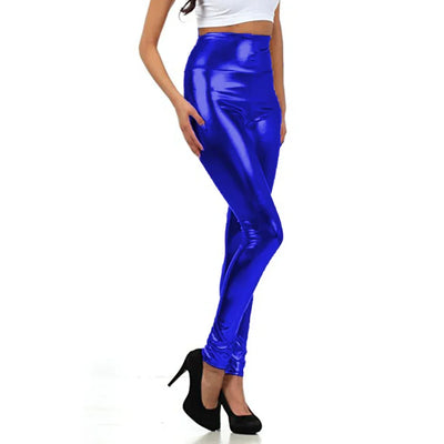 Women Look Wet Leggings Shiny Glossy Faux