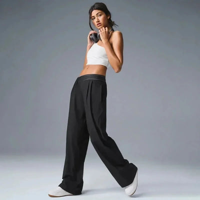 High Waisted Straight Leg Pants for Women Outdoor Leisure Sports Wide Leg Pants Joggers Black Loose Yoga Women's Trousers