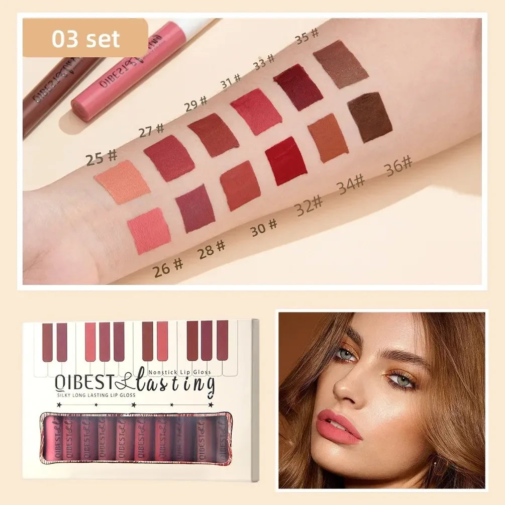 Luxury Matte Lip Gloss Set 12 Waterproof Shades Non Sticky Long Lasting Lipstick Kit For Daily Party Makeup