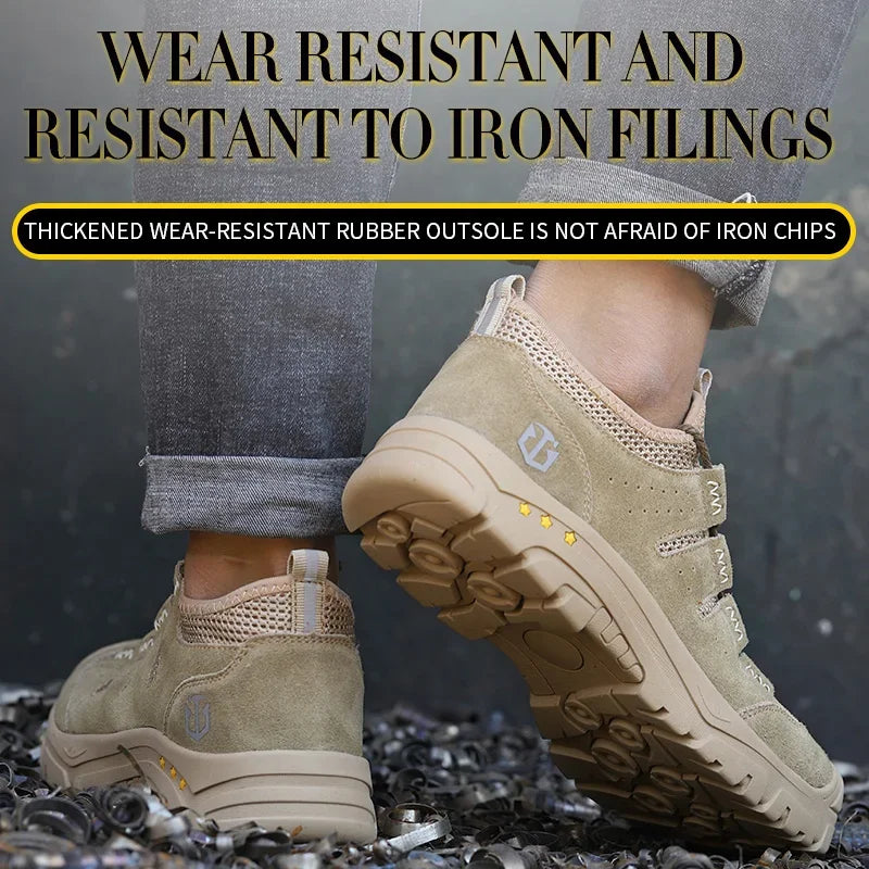 Men's safety shoes are impact resistant, puncture resistant, soft, comfortable, breathable, non slip, and lightweight work shoes