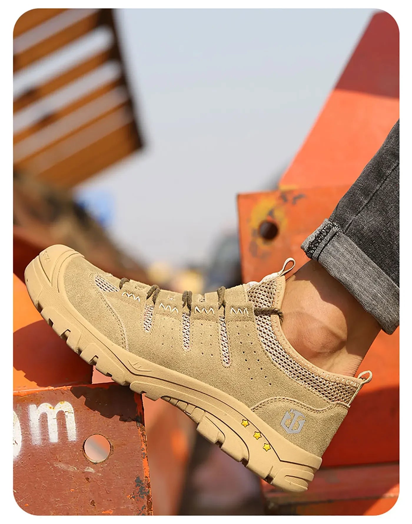Men's safety shoes are impact resistant, puncture resistant, soft, comfortable, breathable, non slip, and lightweight work shoes