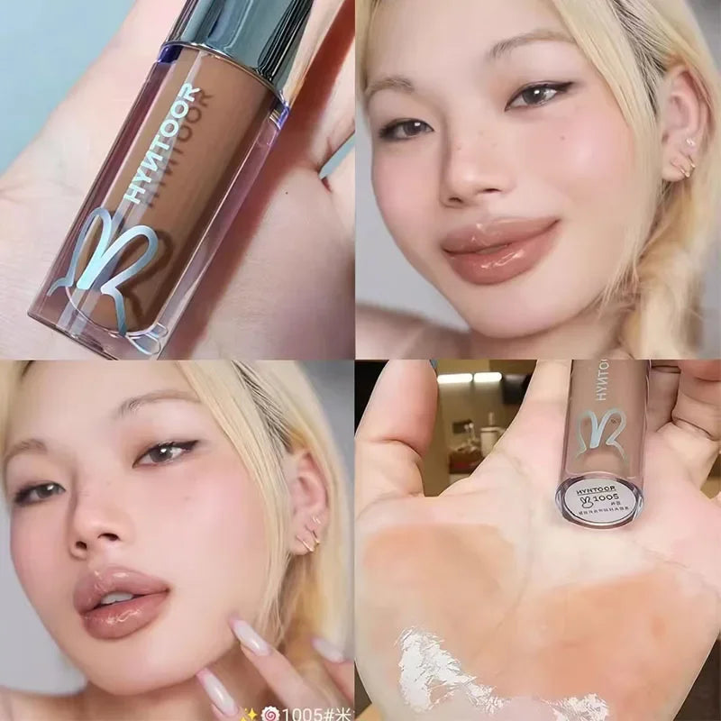 HYNTOOR Lip Gloss Shiny Shimmer Mirror Hydrating Moisturizing Water Shine Lipstick Nourishing Care Dewy Lip Makeup