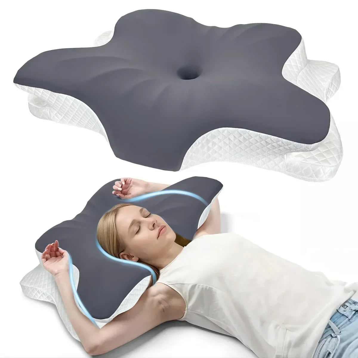Cervical Pillow for Neck Support Ergonomic Pain Relief Pillow Cozy Sleeping Contour Bed Pillow for Side Back Stomach Sleeper