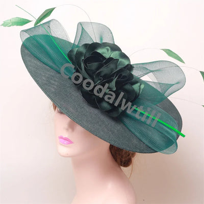 Royal Ascot Big Flower Fascinators Hat Women Wedding Pillbox Cap Ladies Derby Feather Fascinator Headdpiece Ladies Party Chapeau