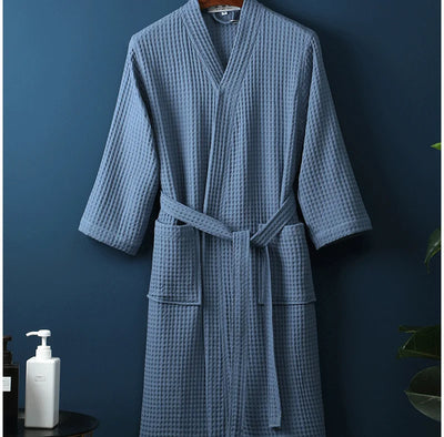 Cotton Bathrobe Spring/summer Thin Morning Robe Long Waffle Hotel Beauty Salon Bathrobe Women Sleepwear Sexy Pajamas Bath Robes