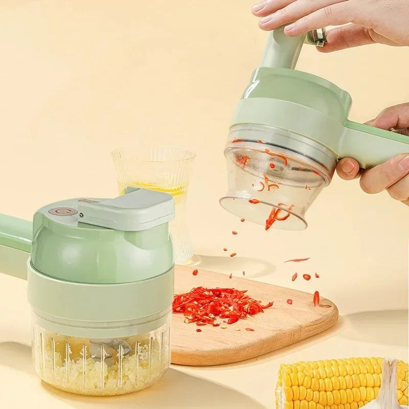 5 in 1 Electric Vegetable Cutter Set Portable, Rechargeable, Wireless Food Processor & Chopper Machine for Pepper, Garlic& Meat