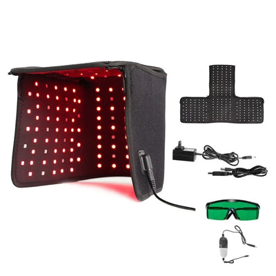 Red Light Therapy Hat with Controller 660&850 nm Red& Infrared Light For Prevent hair Loss Hair Regrowth Cap，Neck&Back, pad Wrap