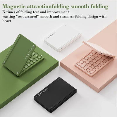 Double Folding Keyboard Mini Wireless Keyboard Foldable Dual Bluetooth Keyboard with Touchpad for Windows Android IOS iPad Phone
