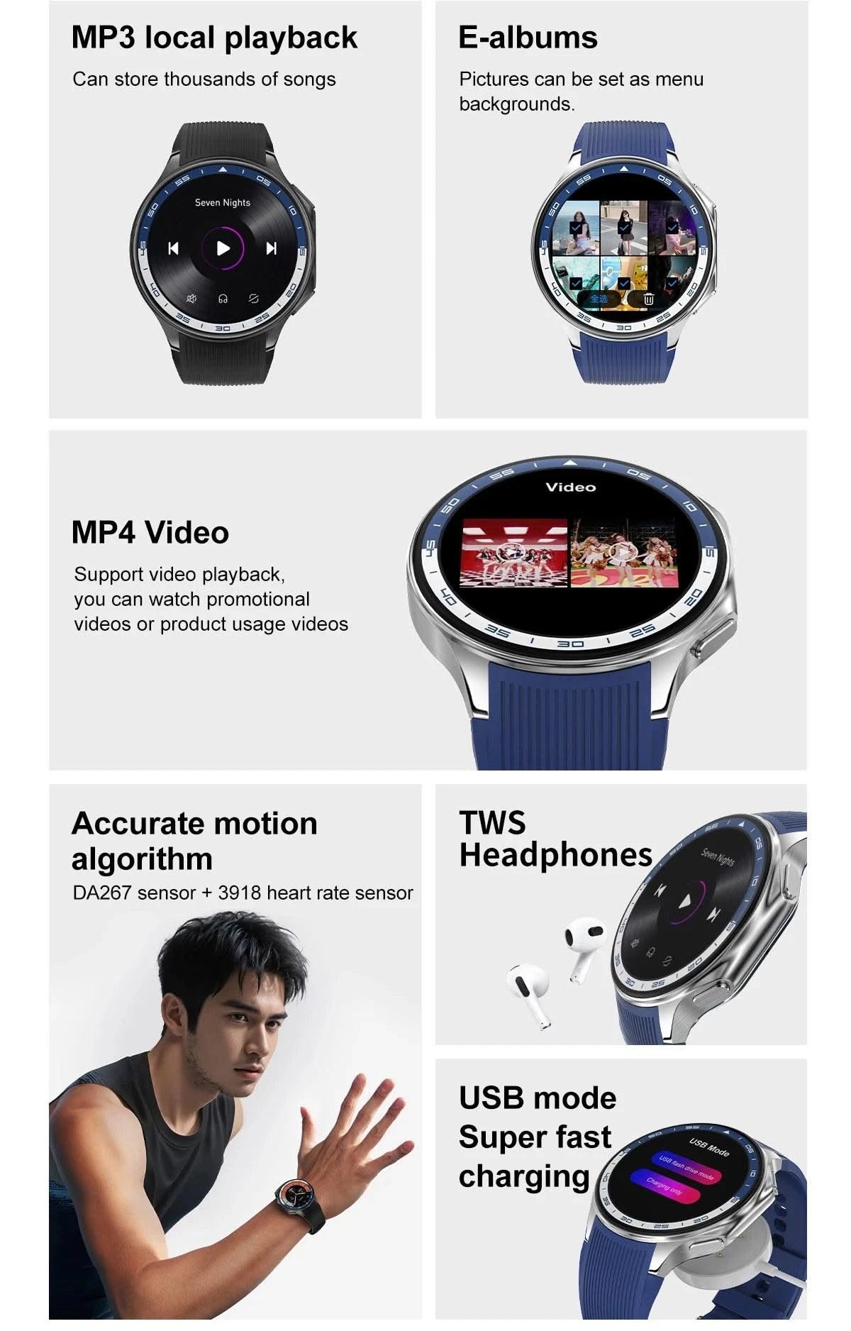 New for Oppo Watch X Men Smartwatch 32GB Extra large Memory 3D Mode MP3 MP4 Smart Watch GPS Sport Smartwatches Bluetooth calling