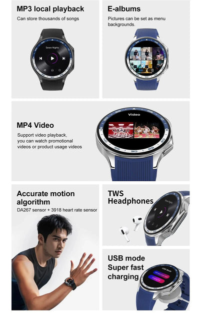 New for Oppo Watch X Men Smartwatch 32GB Extra large Memory 3D Mode MP3 MP4 Smart Watch GPS Sport Smartwatches Bluetooth calling