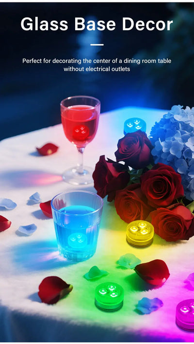 RGB LED Underwater Light With Remote Control Battery Powered 3LEDs Submersible Lamp Waterproof For Swimming Pool Garden Party